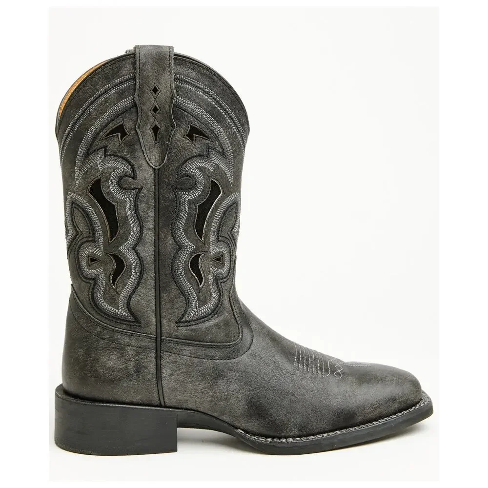 NEW Cody James Ace Nixon Western Boots Black Square‎ Toe Leather Cowboy Rugged